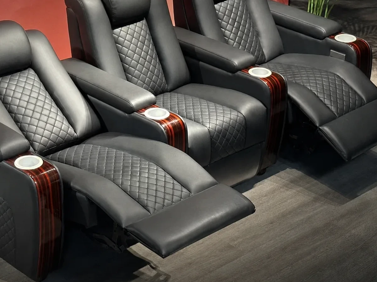 Configured cinema seating system for private screening rooms