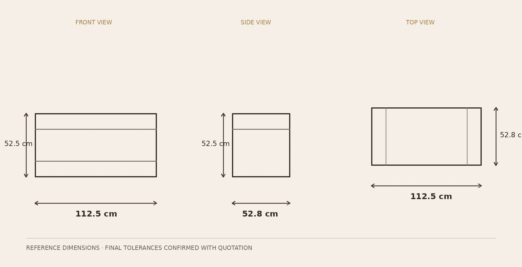 Cove Table dimension drawings