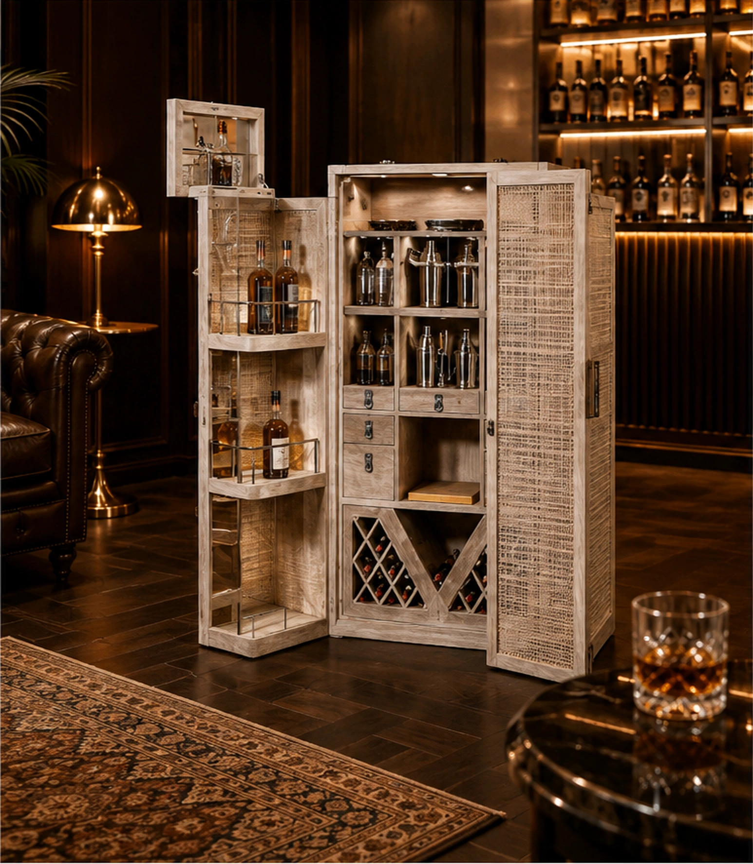 Malt Cabinet open interior