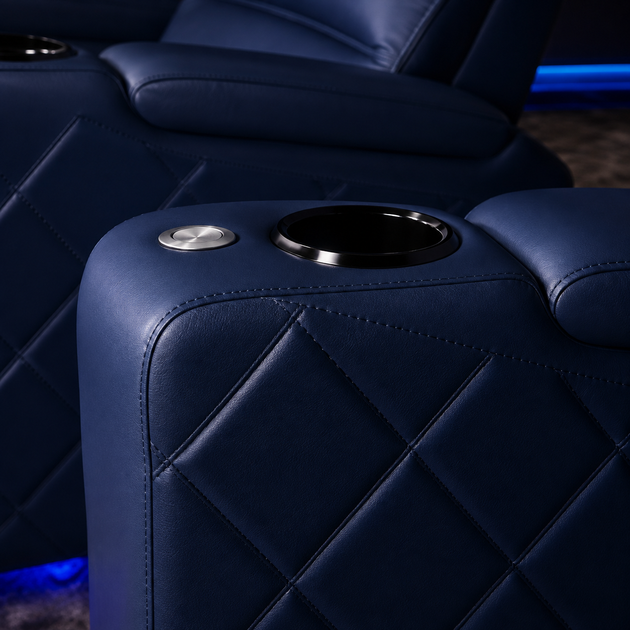 Luxe Row console & cupholder zone detail