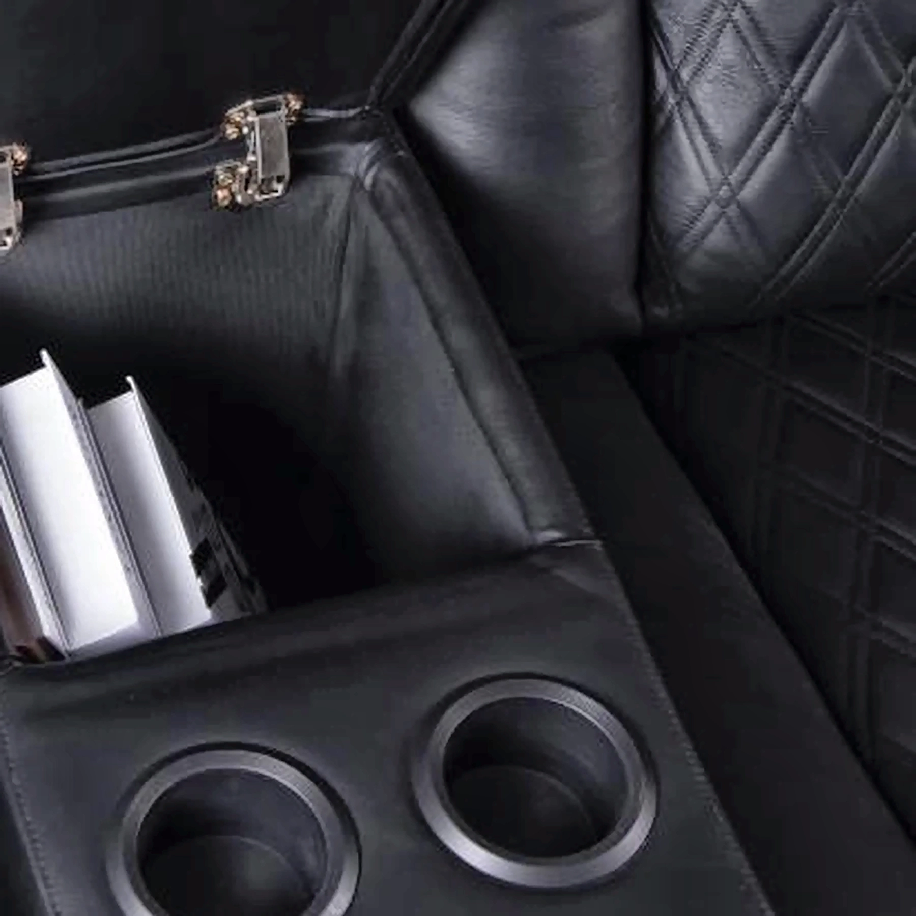 Noir Row media console & utility detail