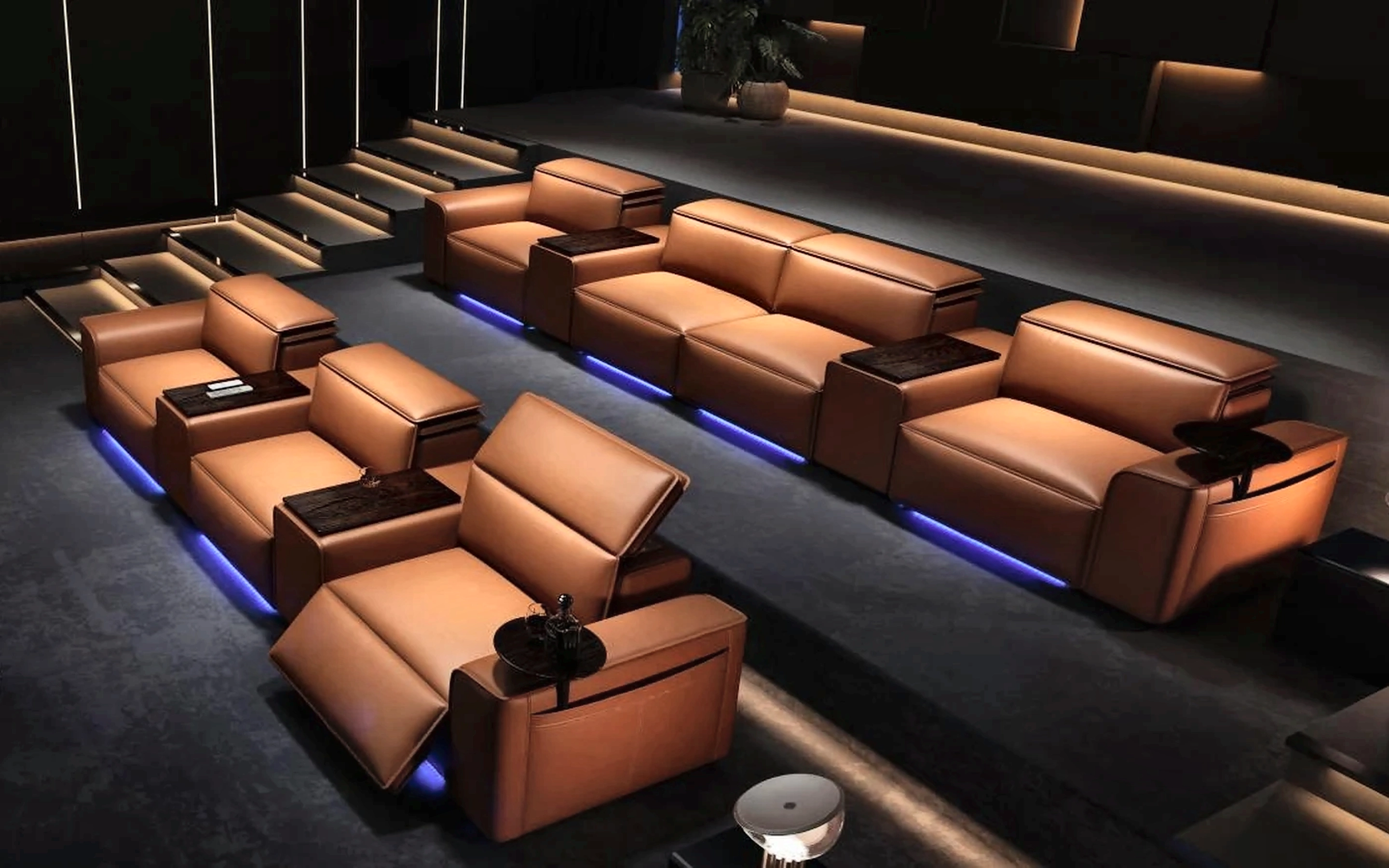 Sienna Console Row in a dark private cinema room